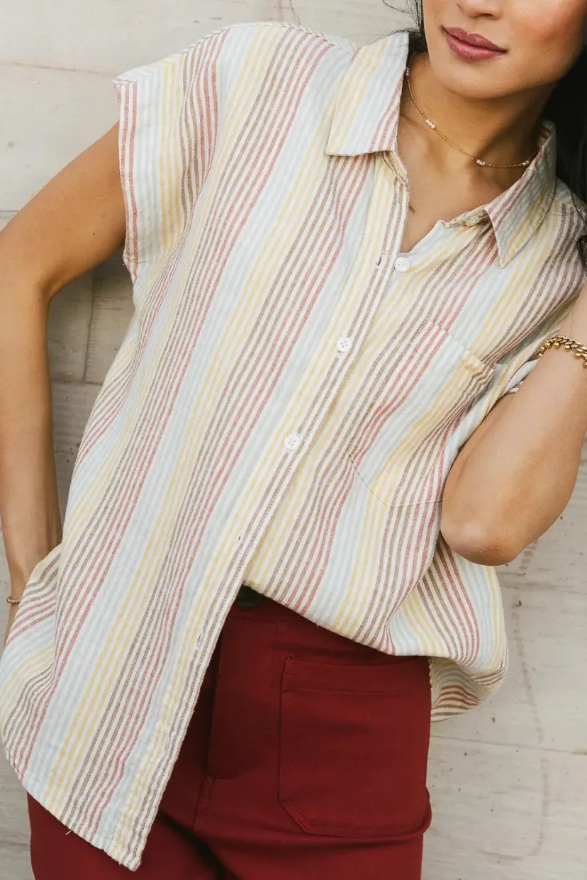 Tops>Bohme Imogen Striped Button Up - FINAL SALE