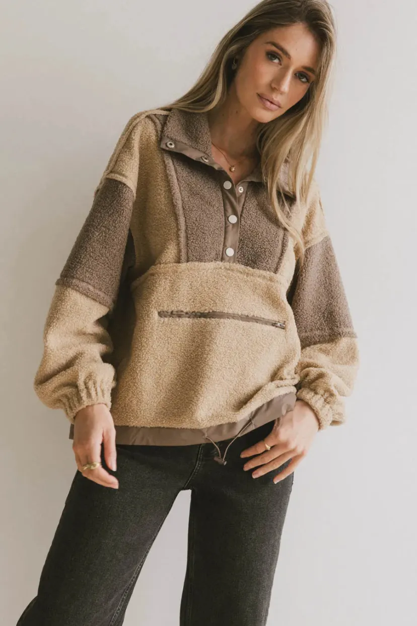 Tops | Sweaters>Bohme Indra Quarter Zip in Taupe