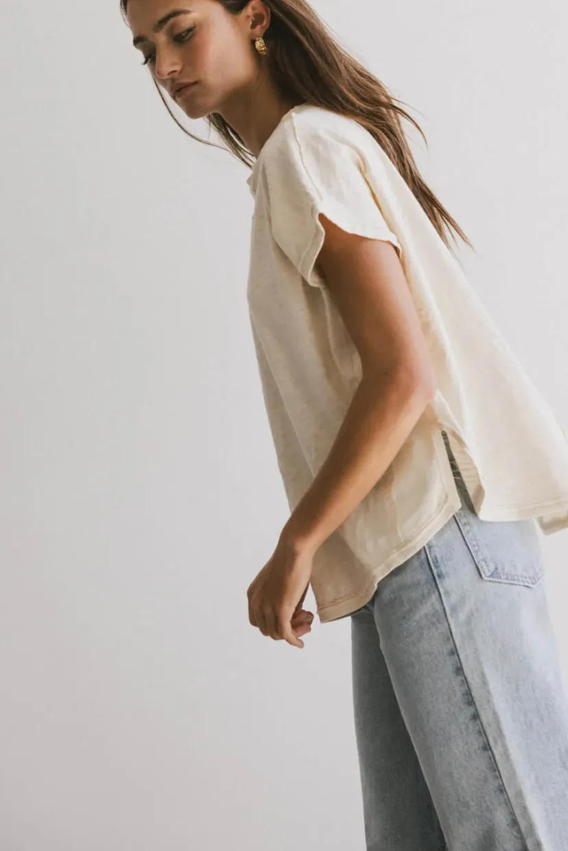 Tops | Essentials>Bohme Indy Contrast Top in Cream