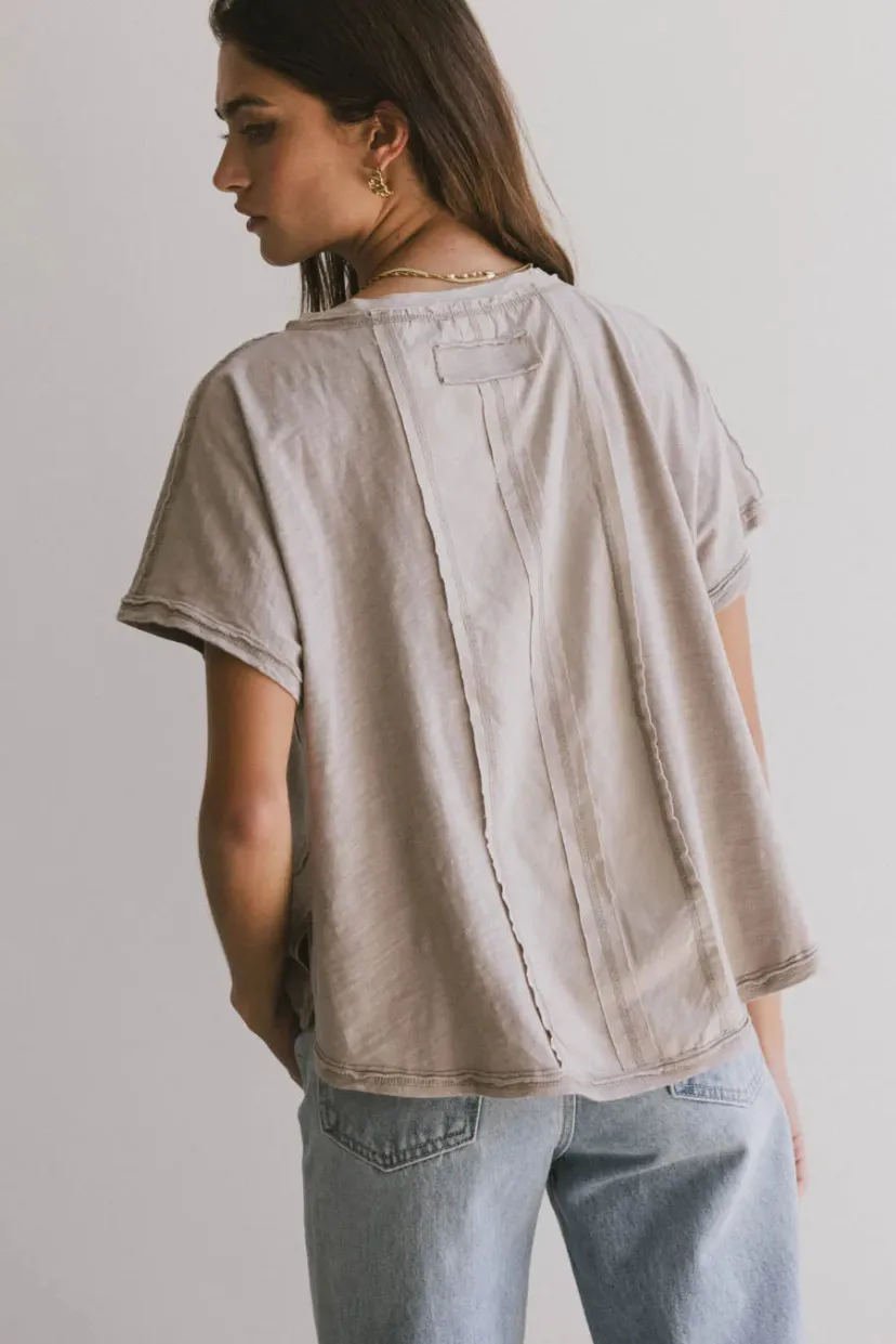 Tops | Essentials>Bohme Indy Contrast Top in Taupe