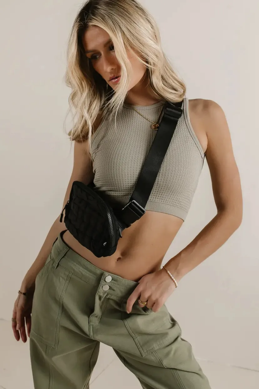 Tops | Tees & Tanks>Bohme Ines Waffle Knit Tank in - FINAL SALE Moss