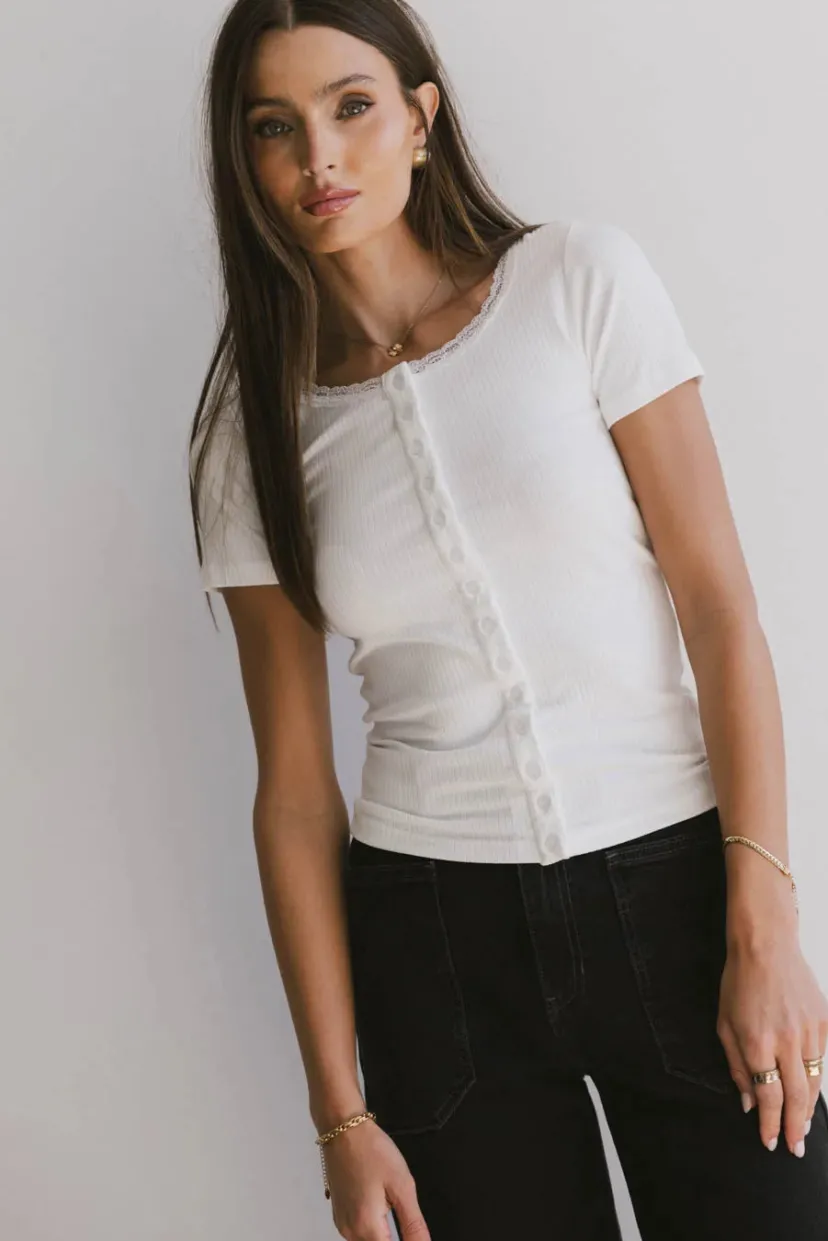 Tops>Bohme Ipsy Ribbed Tee in Ivory