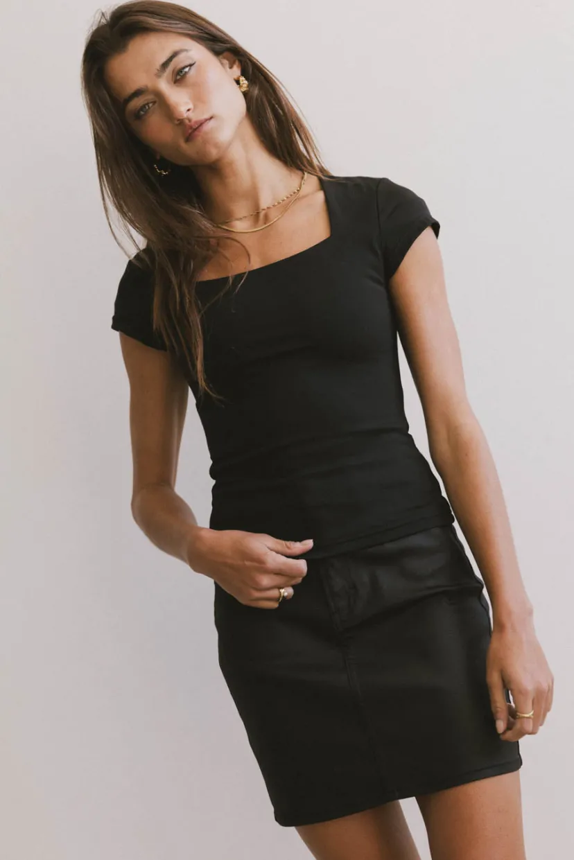 Tops | Essentials>Bohme Irene Square Neck Top in Black