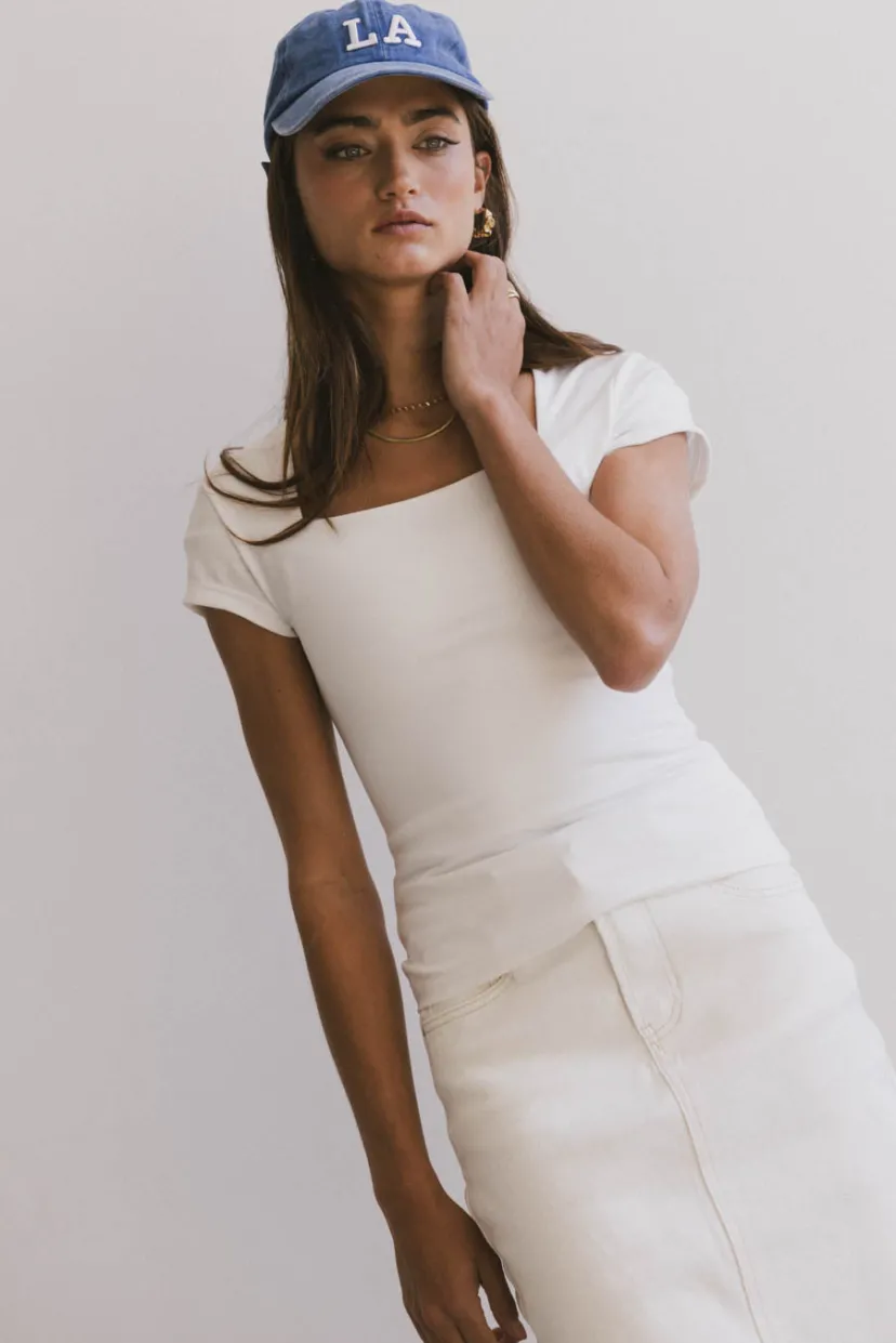 Tops | Tees & Tanks>Bohme Irene Square Neck Top in Ivory