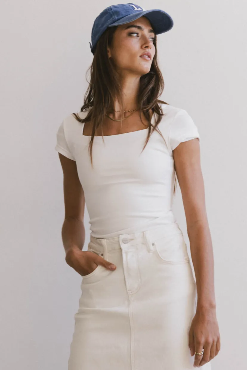 Tops | Tees & Tanks>Bohme Irene Square Neck Top in Ivory