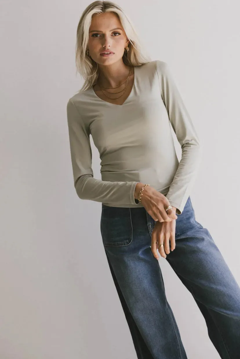 Tops | Essentials>Bohme Iris Basic Top in Sage