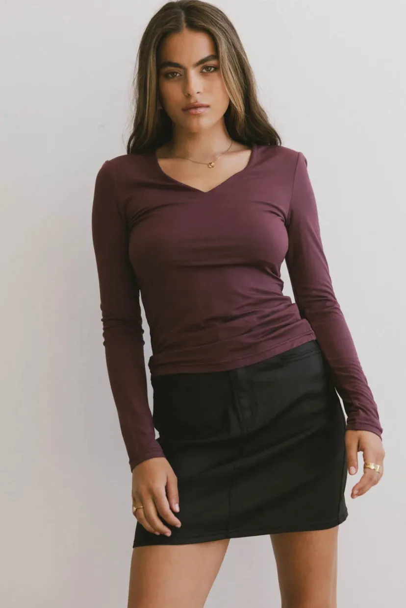 Tops | Essentials>Bohme Iris Basic Top in Wine