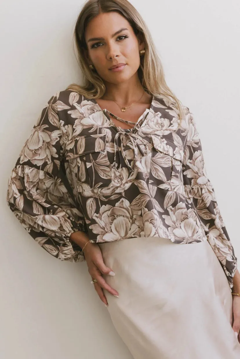 Tops | Blouses>Bohme Isa Floral Blouse in Brown