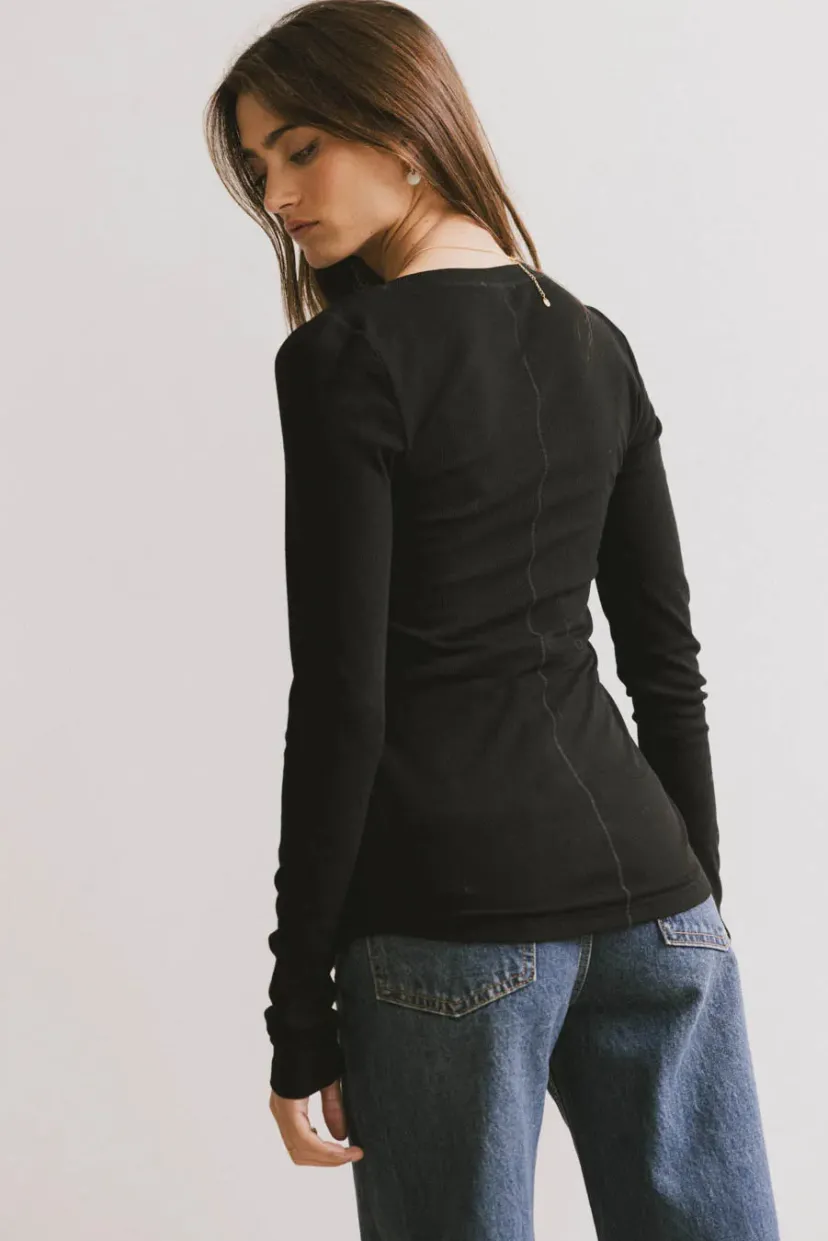 Tops | Essentials>Bohme Ivanna Henley Top in Black