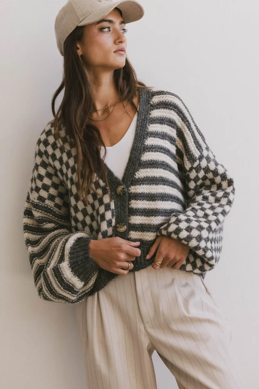 Tops | Cardigans>Bohme Janey Cardigan in Charcoal