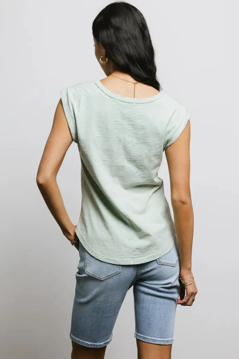 Tops | Essentials>Bohme Jaylene Muscle Tee in - FINAL SALE Sage