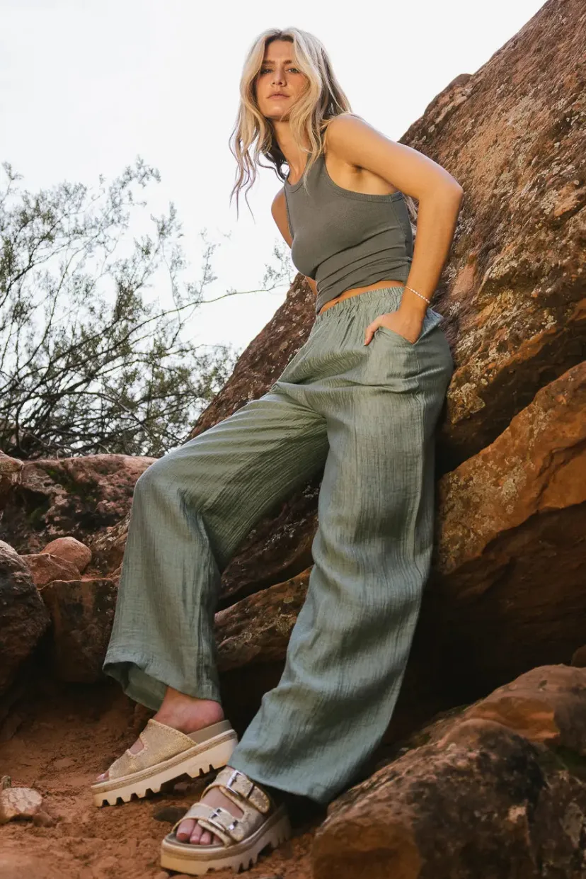 Pants | All Bottoms>Bohme Jennilyn Pants in - FINAL SALE Sage