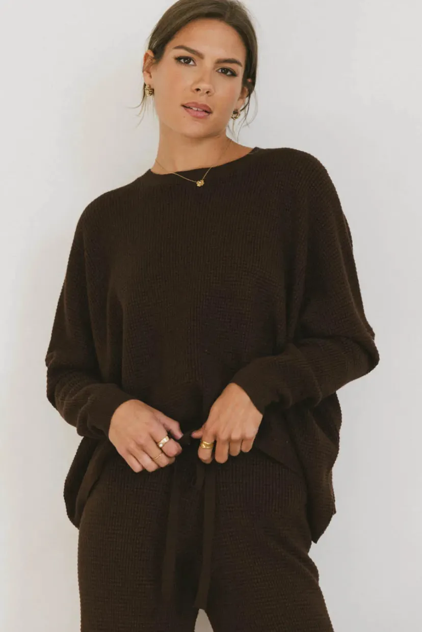 Tops | Sets>Bohme Jesse Waffle Knit Top in Brown