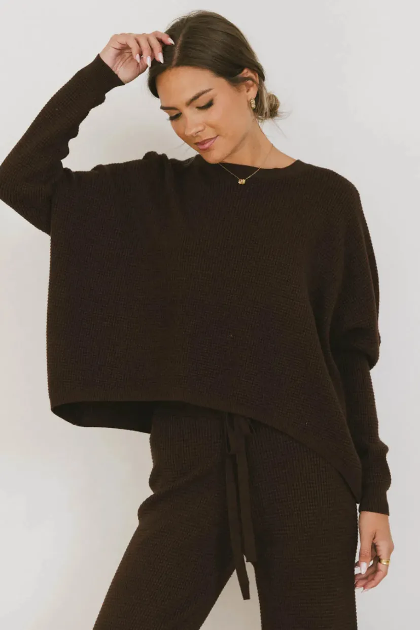 Tops | Sets>Bohme Jesse Waffle Knit Top in Brown