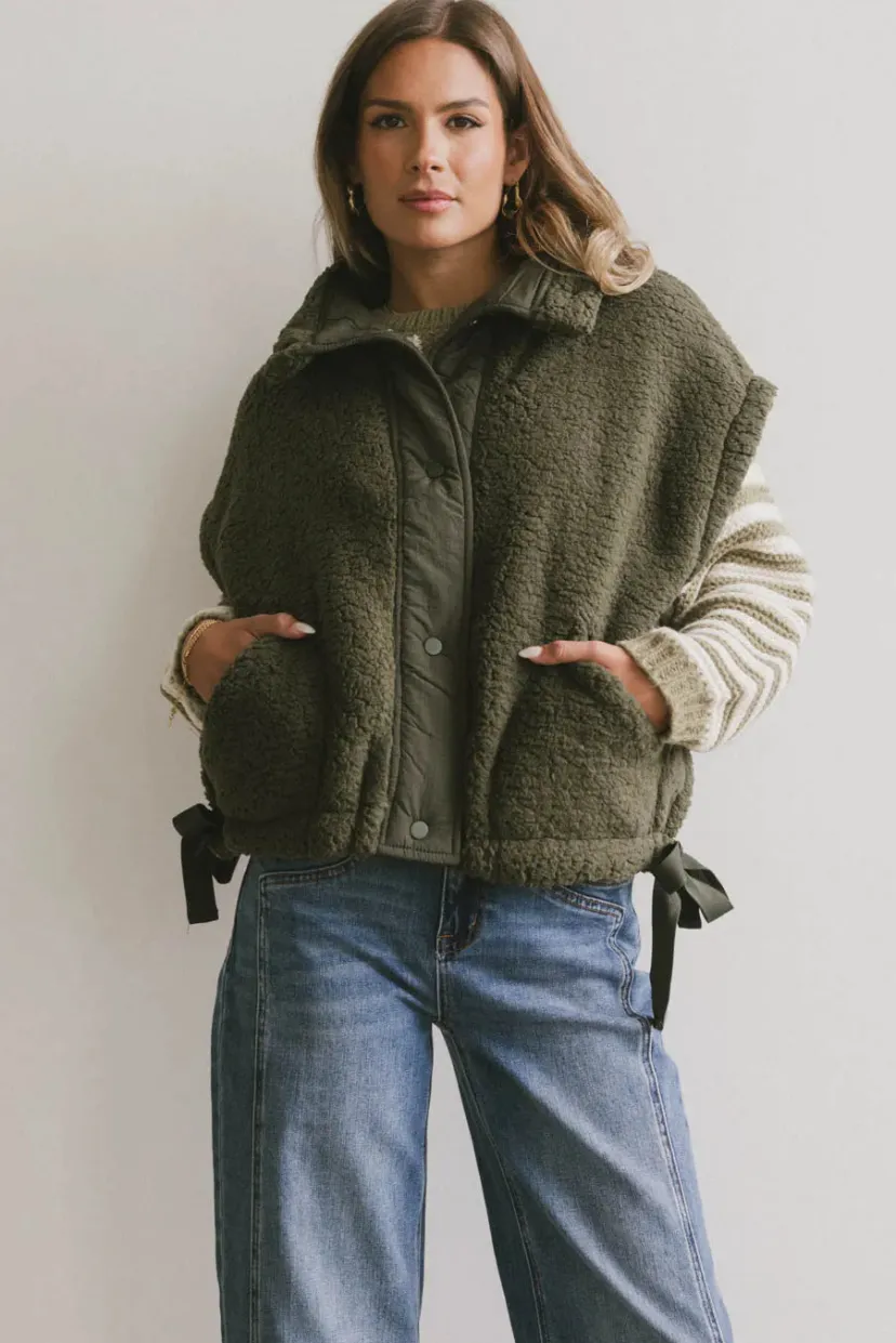 Tops | Vests>Bohme Johanna Sherpa Vest in Olive