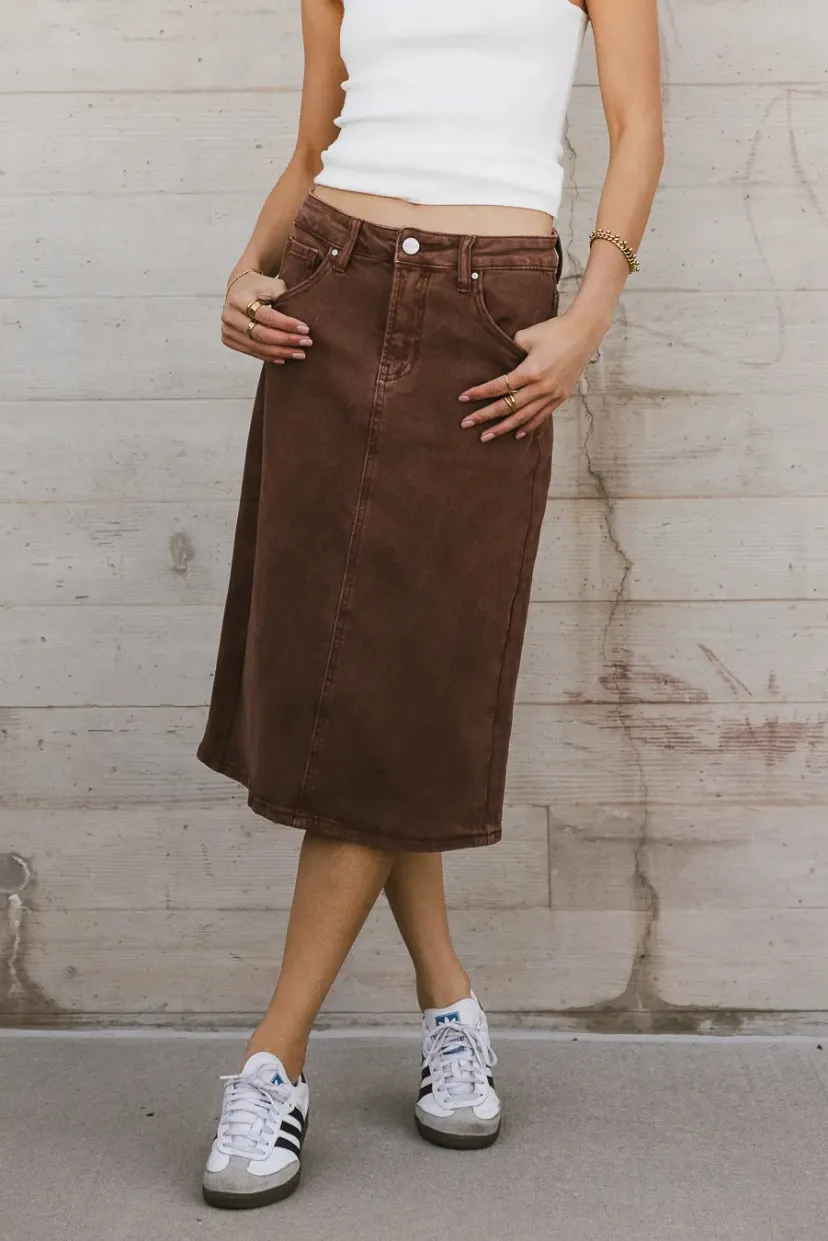 Skirts | All Bottoms>Bohme Jordan Denim Skirt in Brown