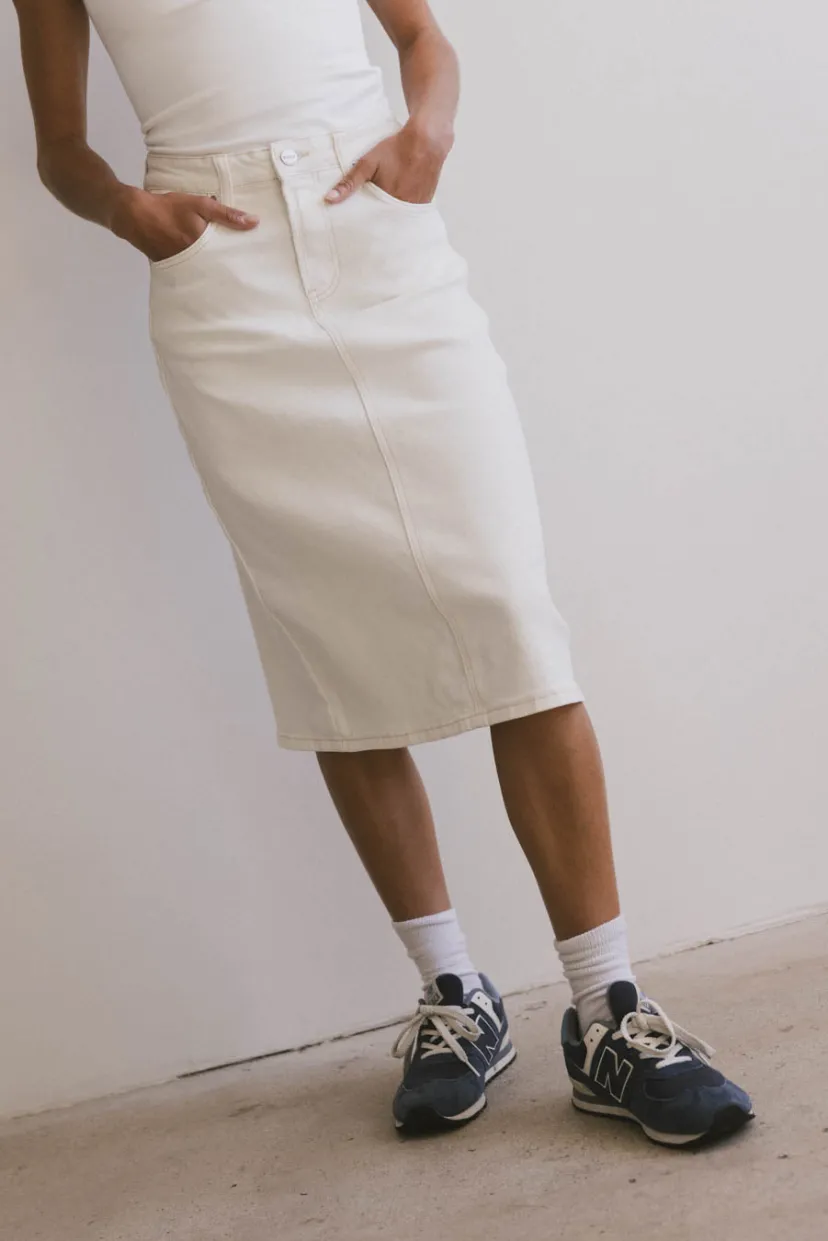 Skirts | All Bottoms>Bohme Jordan Denim Skirt in Cream