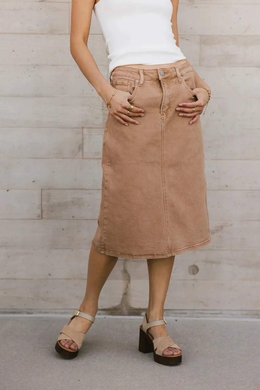 Skirts | All Bottoms>Bohme Jordan Denim Skirt in Tan