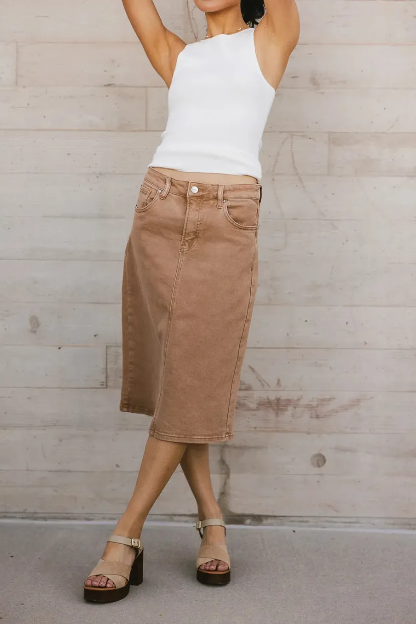 Skirts | All Bottoms>Bohme Jordan Denim Skirt in Tan