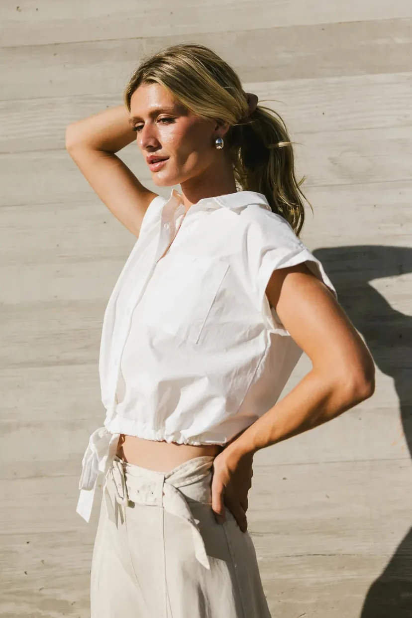 Tops | Blouses>Bohme Junie Cinch Waist Button Up - FINAL SALE