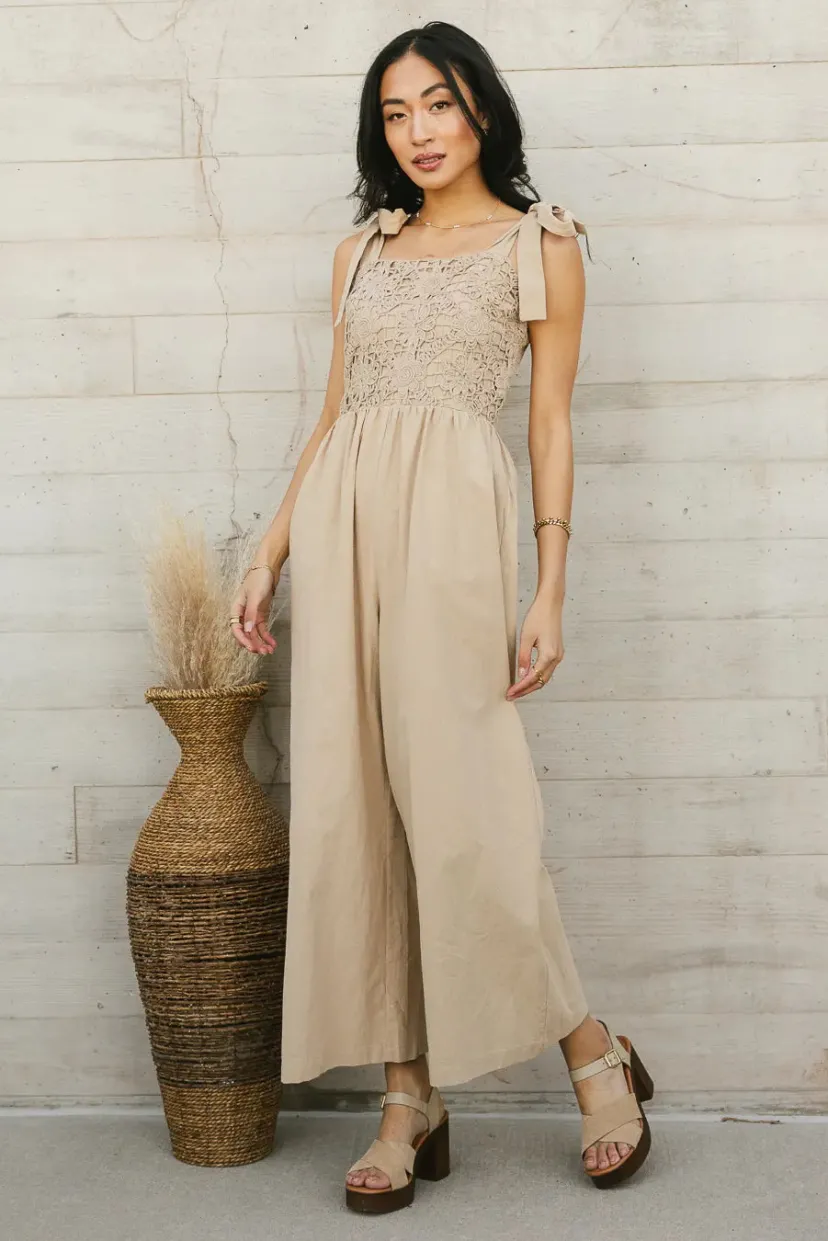 Jumpsuits & Overalls>Bohme Kaia Crocheted Jumpsuit in - FINAL SALE Latte