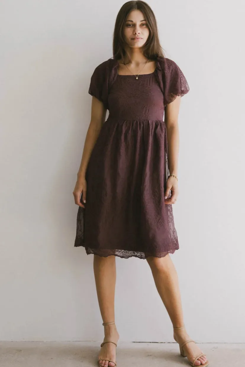 Dresses>Bohme Karrie Embroidered Midi Dress in Purple