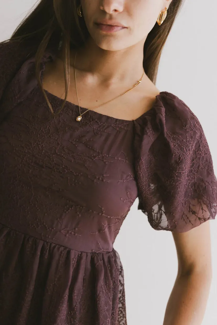 Dresses>Bohme Karrie Embroidered Midi Dress in Purple