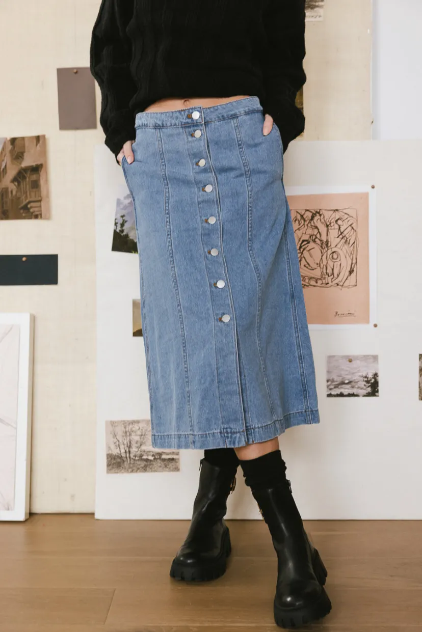 Skirts | All Bottoms>Bohme Kaylee Button Denim Skirt