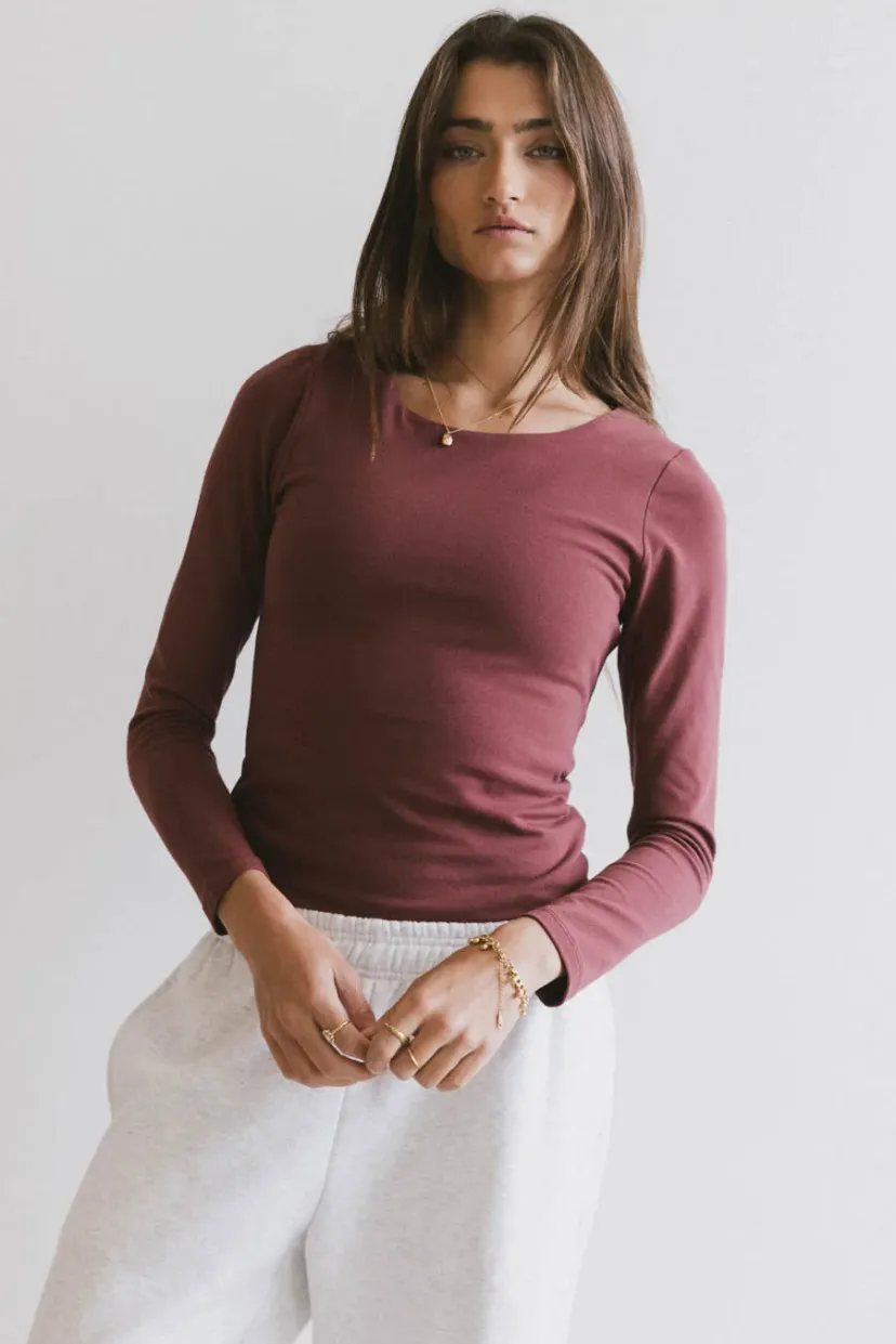 Tops | Essentials>Bohme Kendra Basic Top in Berry