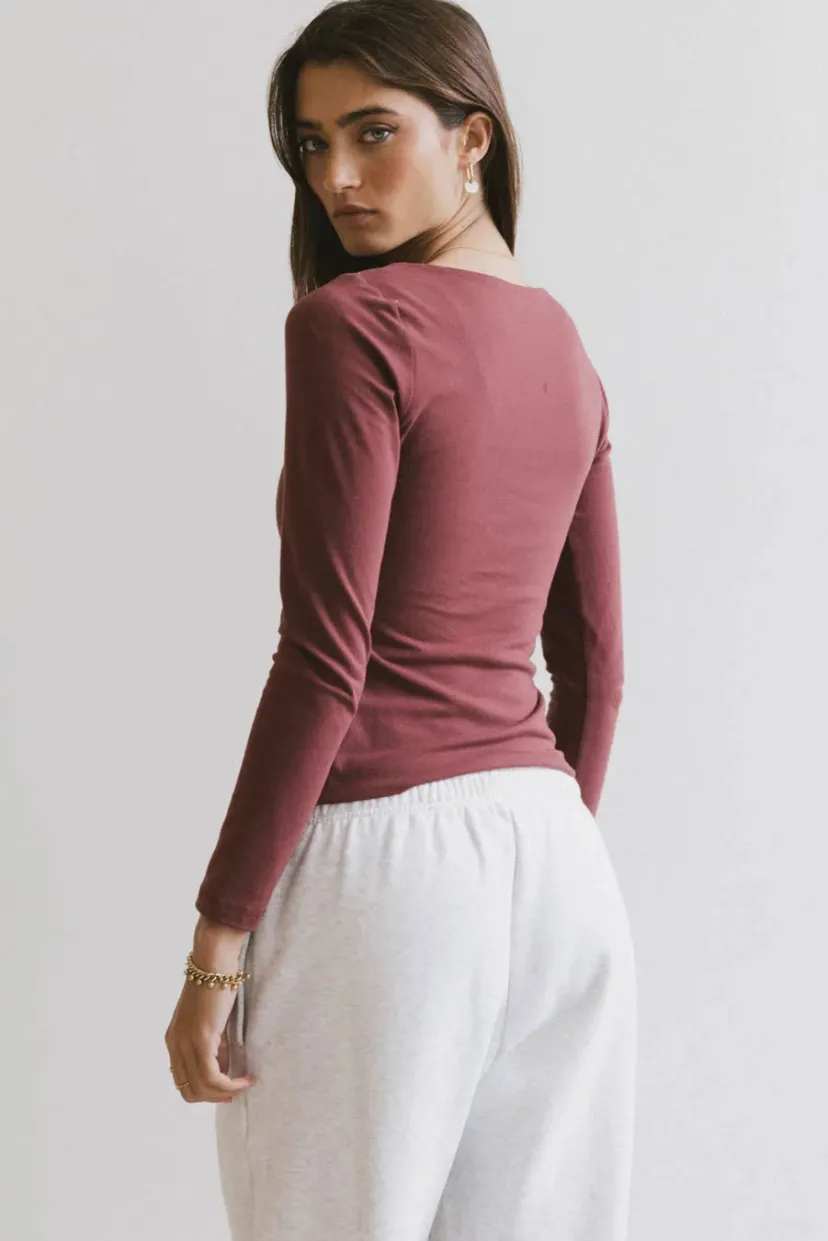 Tops | Essentials>Bohme Kendra Basic Top in Berry