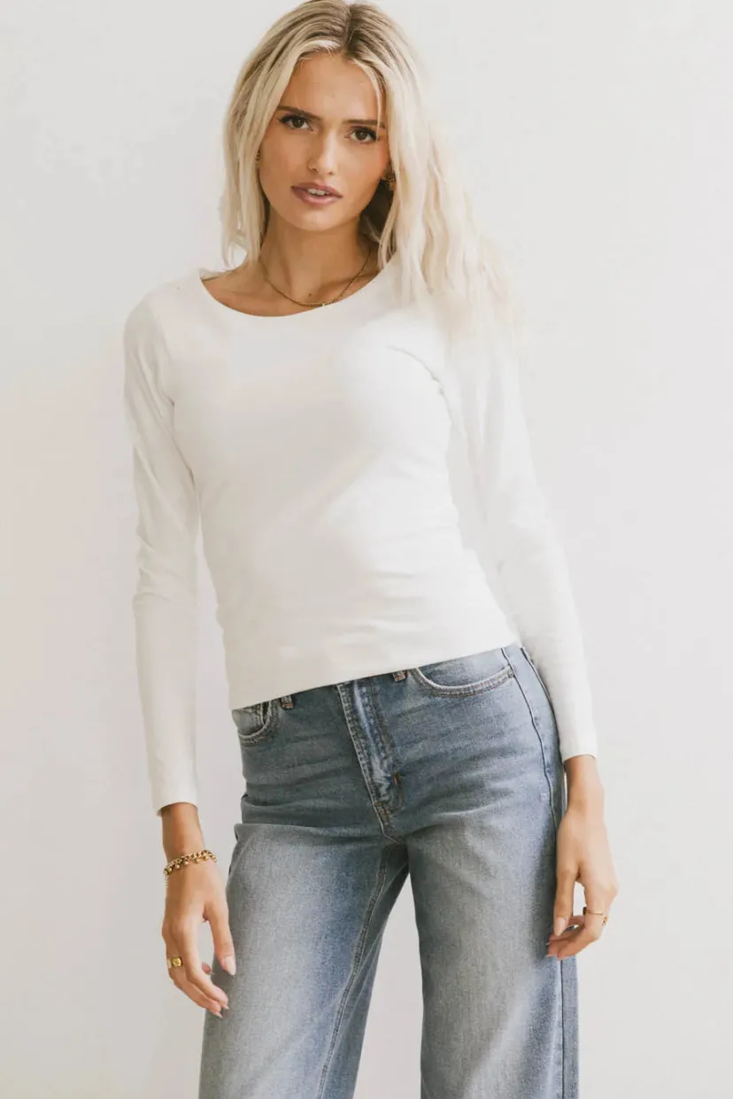 Tops | Essentials>Bohme Kendra Basic Top in Ivory