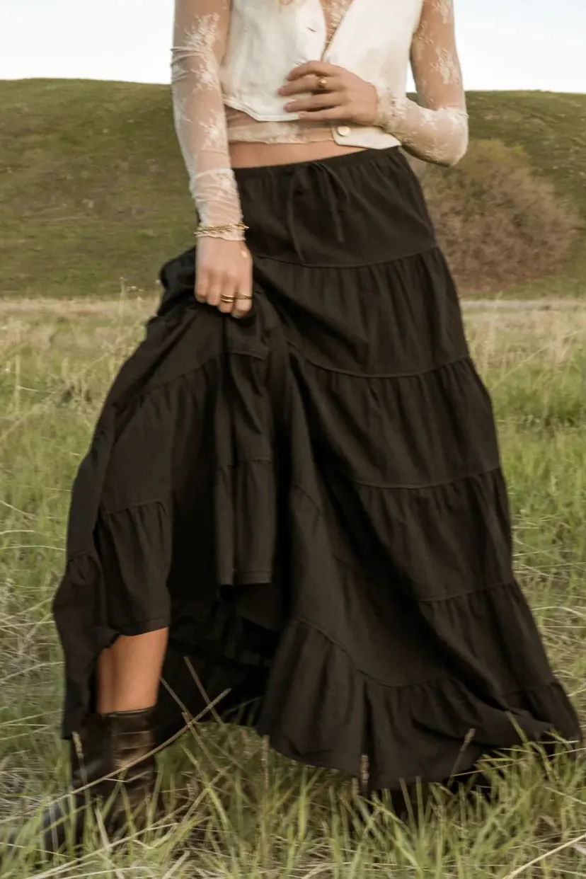 Skirts | All Bottoms>Bohme Kenzington Tiered Skirt Black