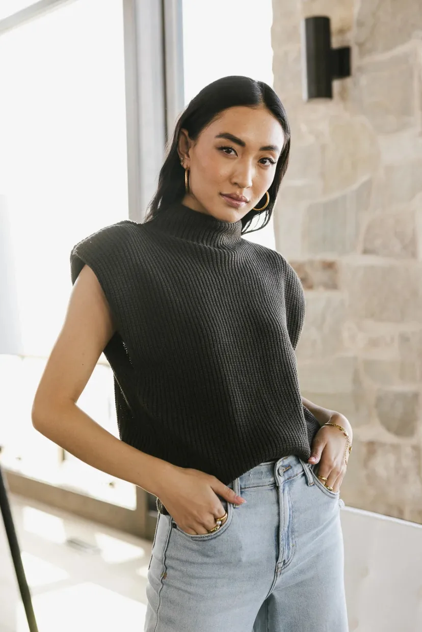 Tops | Sweaters>Bohme Kippa Shoulder Pad Sweater in - FINAL SALE Charcoal