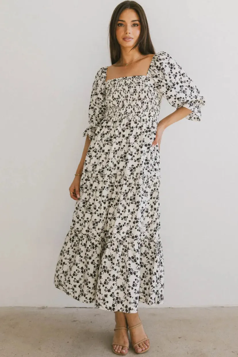 Dresses | Maxi Dresses>Bohme Kiran Floral Maxi Dress in Cream