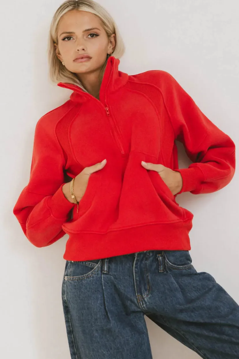 Tops | Jackets>Bohme Krista Half Zip in Red