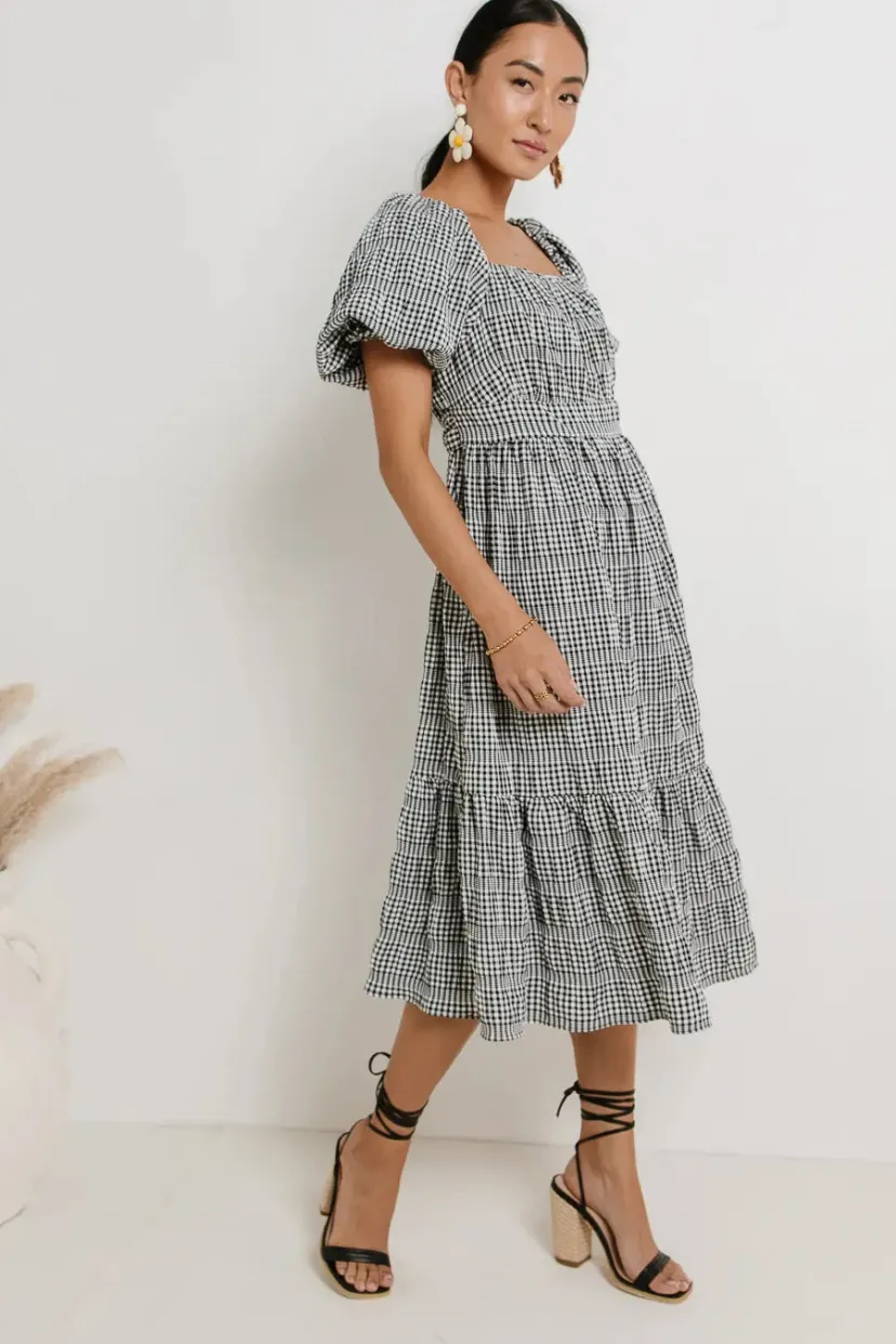 Dresses>Bohme Laney Gingham Dress in Black