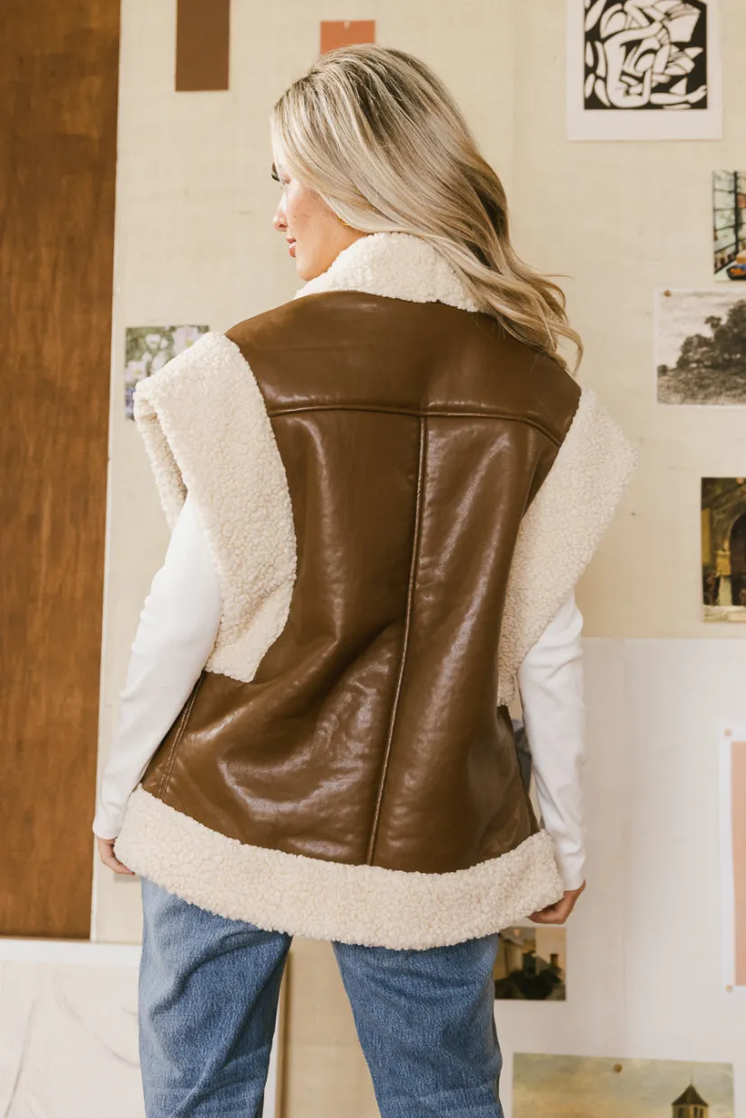 Vests>Bohme Last Night Sherpa Lined Vest in Brown