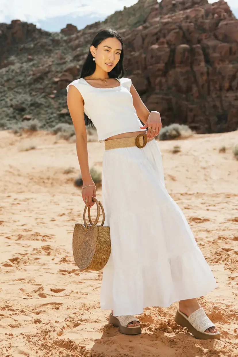 Skirts | All Bottoms>Bohme Layana Tiered Skirt in White