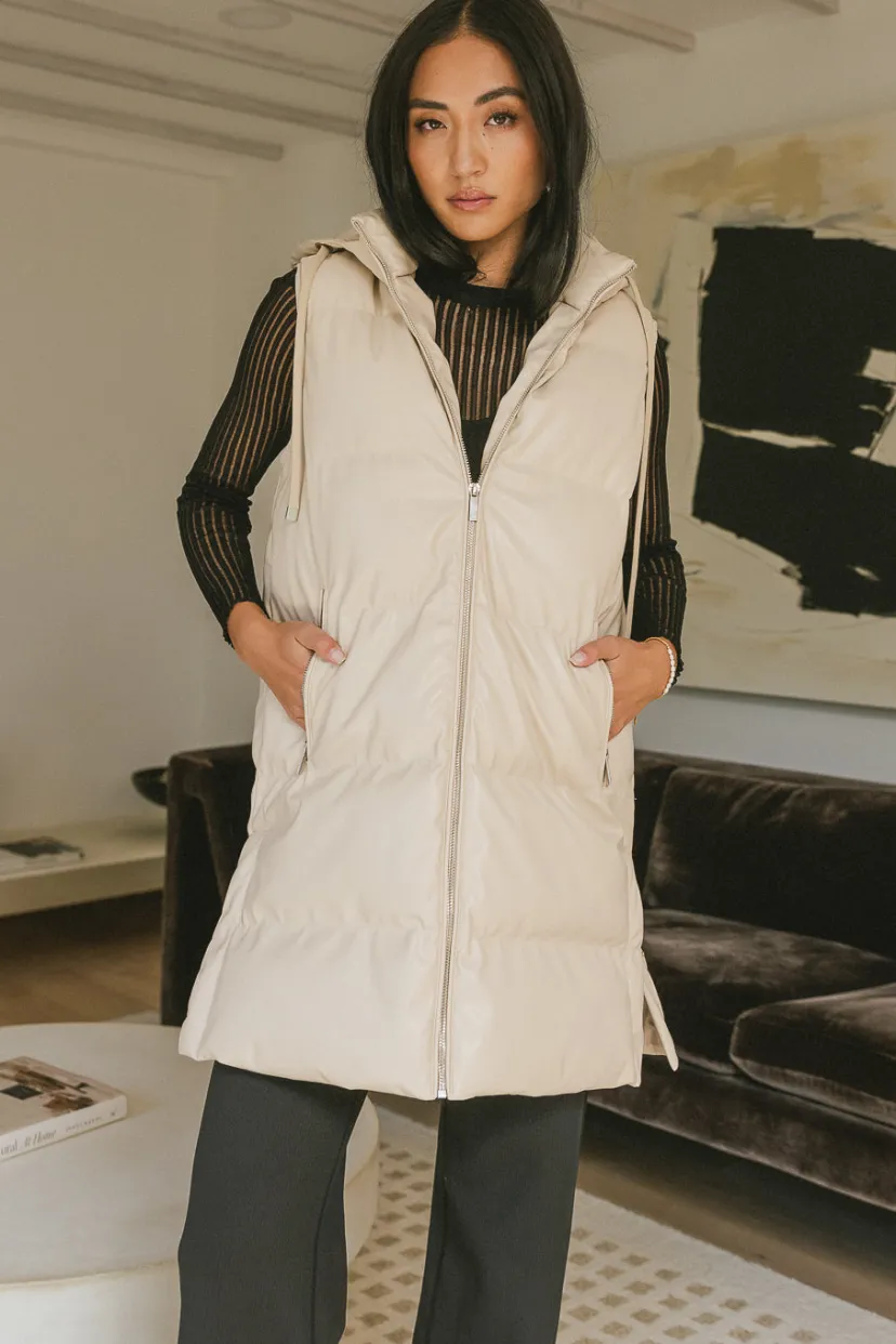 Vests>Bohme Layla Puffer Vest in Cream