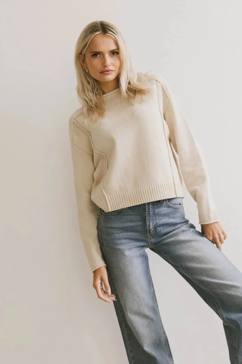 Tops | Sweaters>Bohme Leander Knit Sweater in Oatmeal