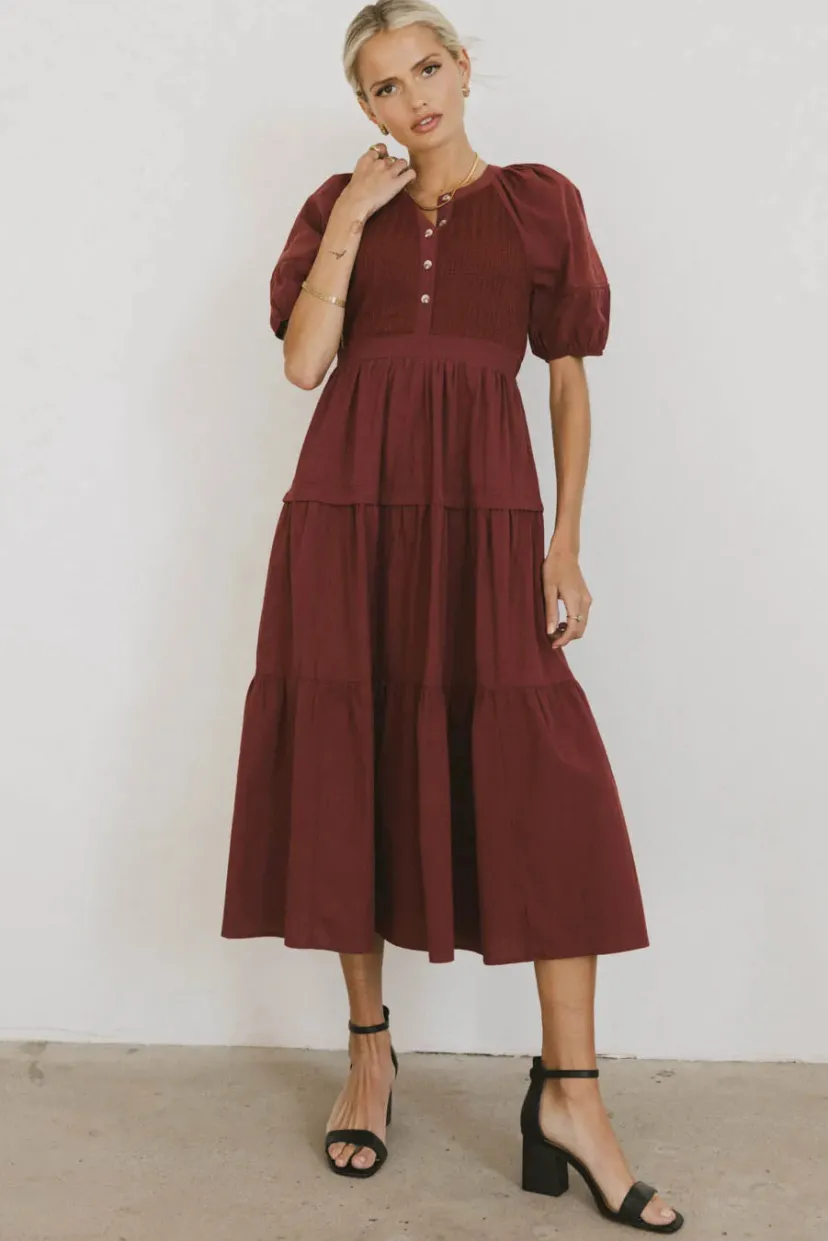 Dresses | Maxi Dresses>Bohme Leandra Maxi Dress in Burgundy