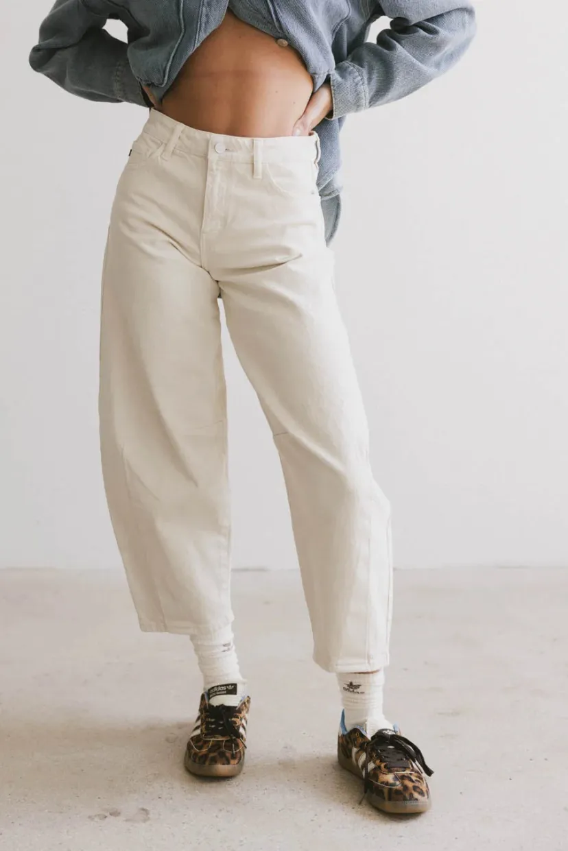 Denim | All Bottoms>Bohme Lex Barrel Jeans in Ivory