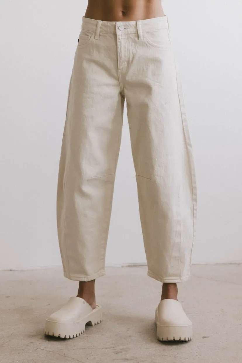 Denim | All Bottoms>Bohme Lex Barrel Jeans in Ivory