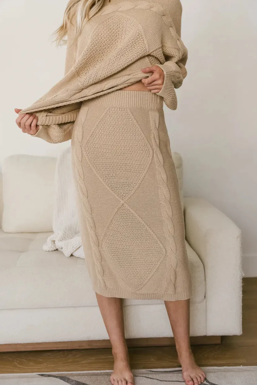 Skirts | All Bottoms>Bohme Lilly Cable Knit Skirt in Cream