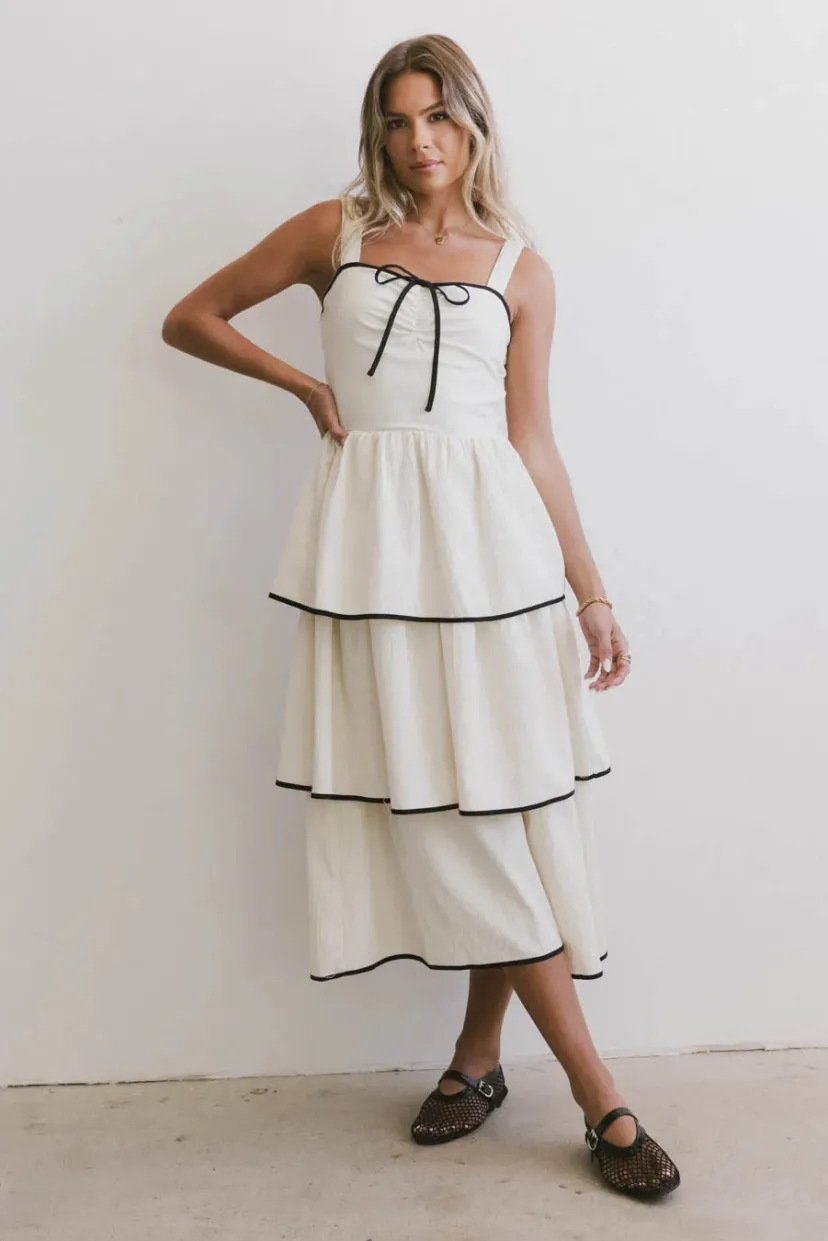 Dresses | Maxi Dresses>Bohme Liza Contrast Trim Dress in Cream