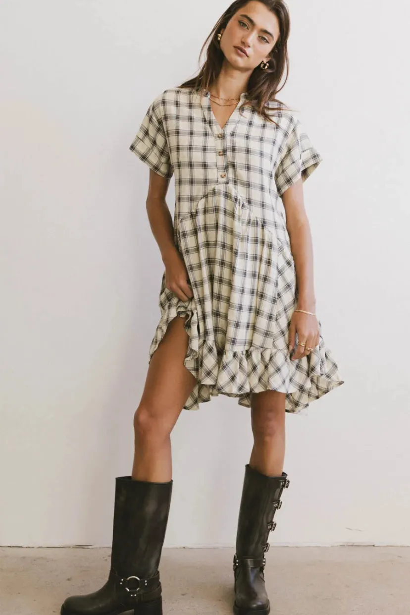 Dresses>Bohme Loli Plaid Mini Dress Black