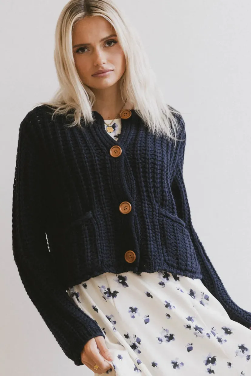 Tops | Jackets>Bohme Luca Chunky Knit Sweater in Navy