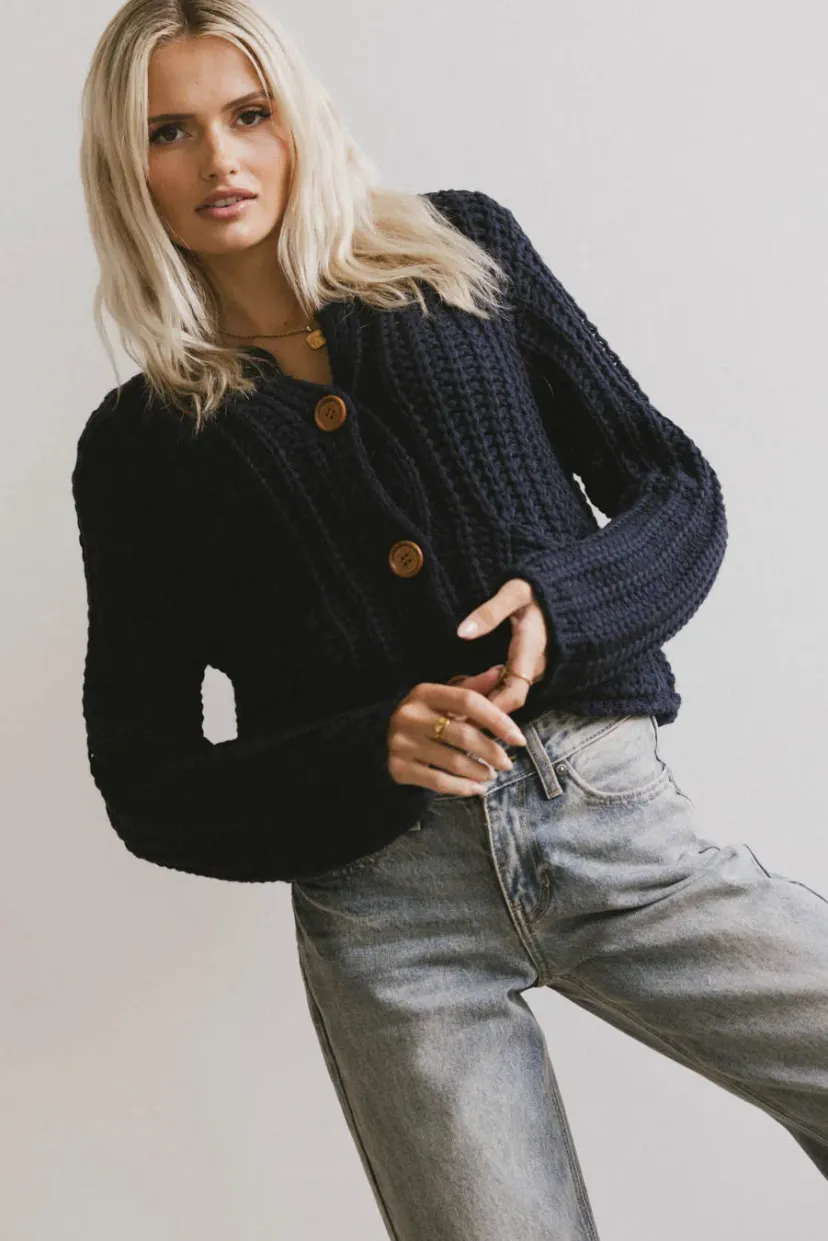 Tops | Jackets>Bohme Luca Chunky Knit Sweater in Navy