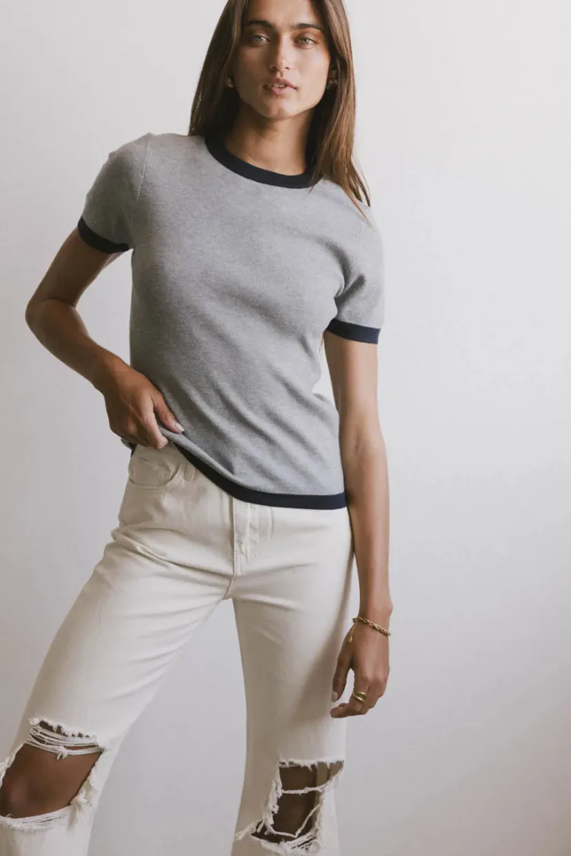 Tops | Sweaters>Bohme Maddie Ringer Sweater Top in Grey