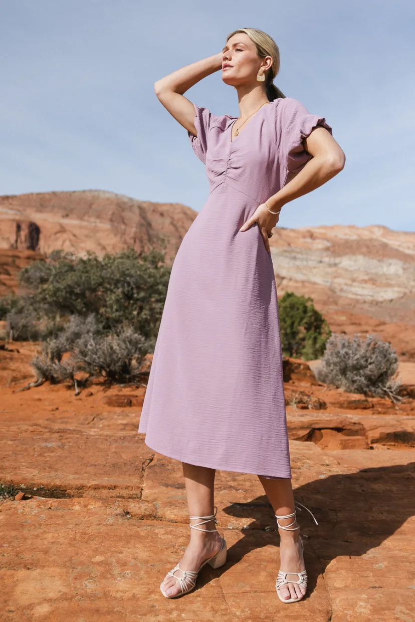 Dresses>Bohme Maeve Midi Dress in - FINAL SALE Lavender